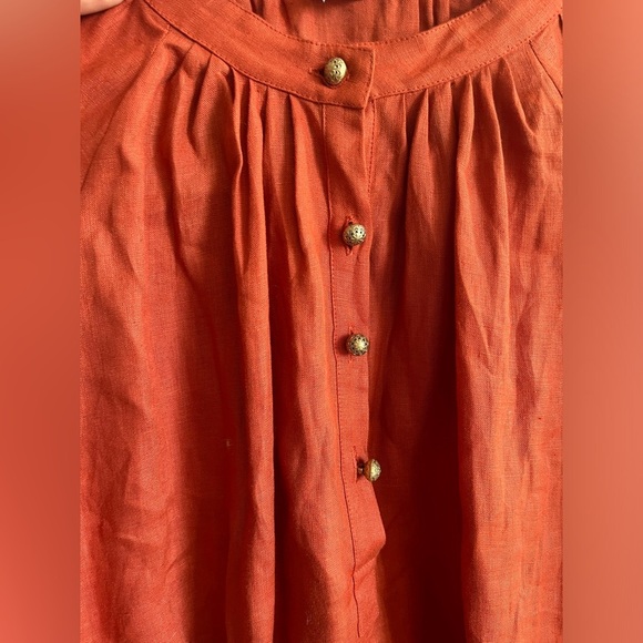 NWT Agnes B. paris 100% Linen Burnt Orange Long Sleeve Dress 10 US/ 42 EU - Picture 6 of 10